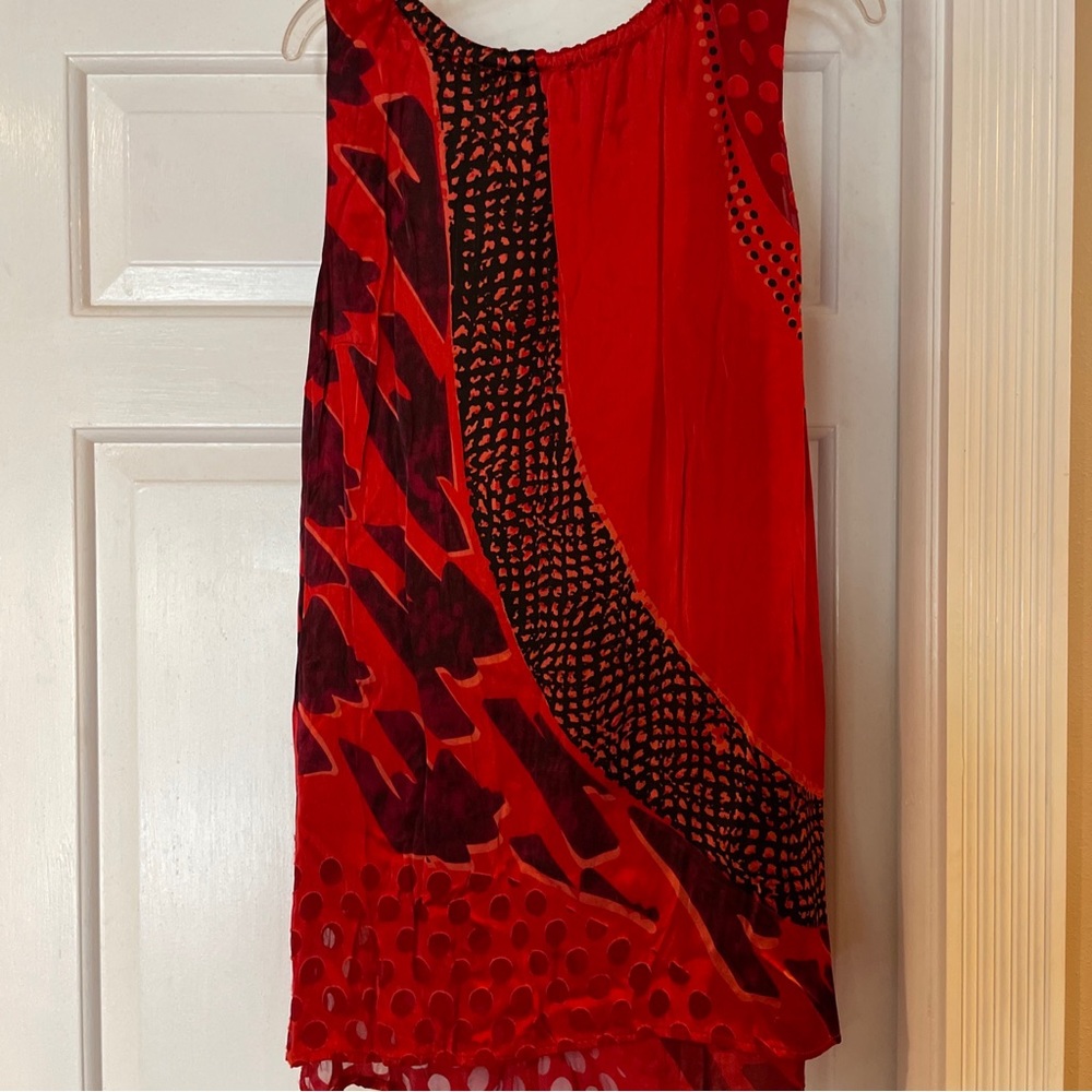 Cabi red silk blend top #154